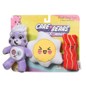 Care Bears Share Bear Breakfast Flattie Plush Dog Toy 3 Pack - 10.5cm