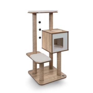Catit Vesper High Base Fibreboard Cat Tree and Scratcher Oak - each