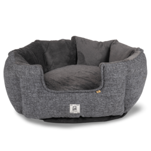 Chill Kuzzi Round Bolster Plush Dog Bed With Infrared Technology Grey - Medium