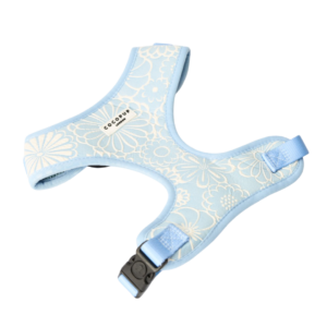 Cocopup London Adjustable Neck Dog Harness Embossed in Baby Blue Flower - Small