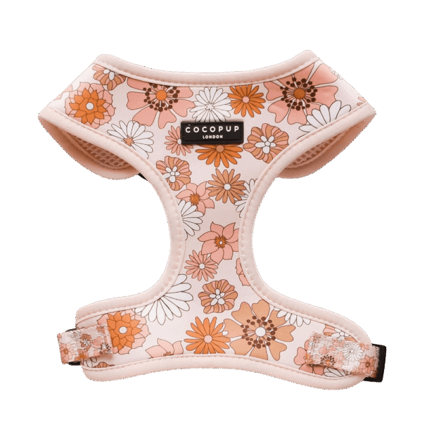 Cocopup London Adjustable Neck Dog Harness in Groovy Floral Pink