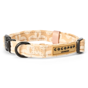 Cocopup London Luxe Padded Dog Collar in Vanilla Flower Beige - Large