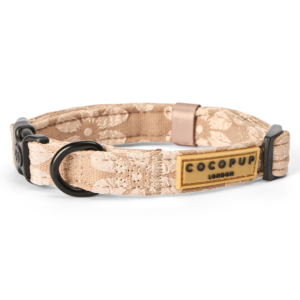 Cocopup London Luxe Padded Dog Collar in Velvet Mocha Flower - Medium