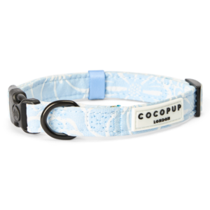 Cocopup London Padded Dog Collar in Baby Blue Flower - Large