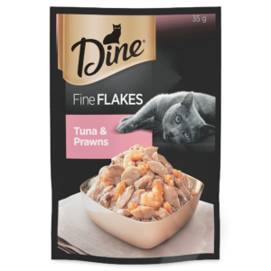 Dine Fine Flakes Tuna & Prawns Adult Wet Cat Food Pouches - 12 x 35g