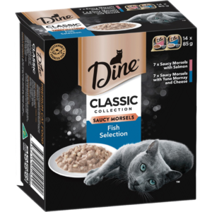 Dine Classic Collection Saucy Morsels Fish Selection Adult Wet Cat Food Tray - 14 x 85g