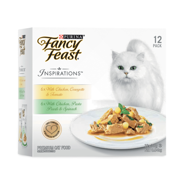 Fancy Feast Inspirations Chicken Variety Pack Adult Wet Cat Food Pouch – 12 x 70g