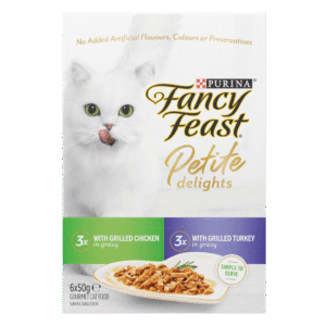 Fancy Feast Petite Delights Chicken & Turkey Grilled Adult Wet Cat Food Pouch - 6 x 50g