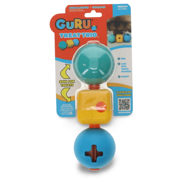 Guru Treat Dispensing Rolling Dog Toy Trio – One Size