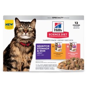 Hill's Science Diet Adult Sensitive Skin And Stomach Variety Pack Cat Food Pouches - 12 x 79g