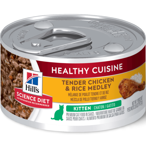 Hill’s Science Diet Kitten Healthy Cuisine Chicken And Rice Medley Canned Cat Food – 24 x 79g