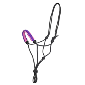 Zilco Padded Nose Rope Halter In Black And Purple For Horses - Full