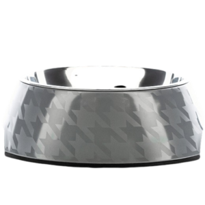 Houndztooth Chic Silver Houndz Dog Bowl - Large