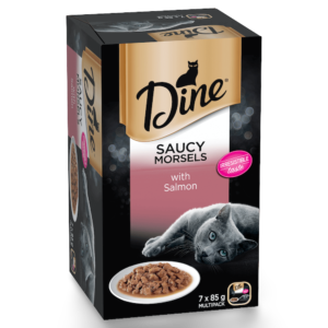 Dine Saucy Morsels with Salmon Adult Wet Cat Food Trays - 7 x 85g