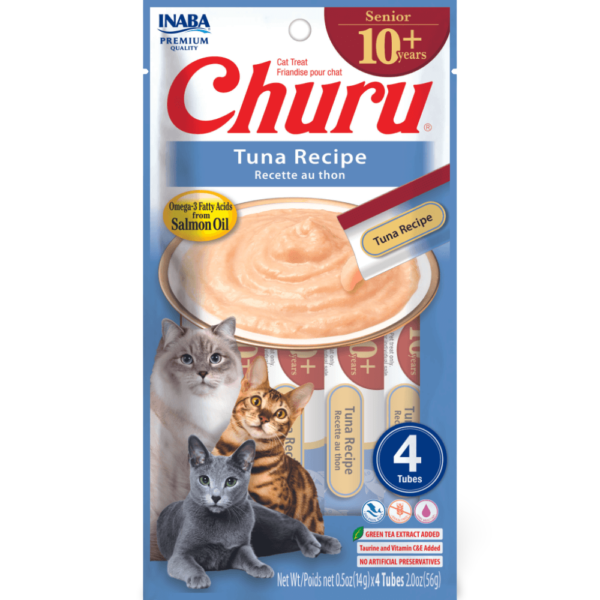 Inaba Churu For Senior Cat 10 Plus Tuna Recipe Cat Treats – 4 x 14g