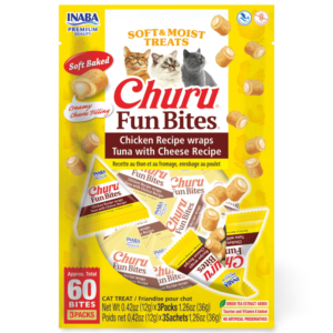 Inaba Churu Fun Bites Chicken Recipe Wraps Tuna With Cheese Cat Treats - 3 x 12g