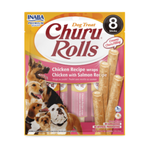 Inaba Churu Rolls Chicken Recipe Wraps With Salmon Recipe Dog Treat - 8 x 12g