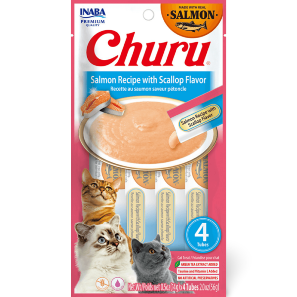 Inaba Churu Salmon With Scallop Recipe Cat Treats – 4 x 14g