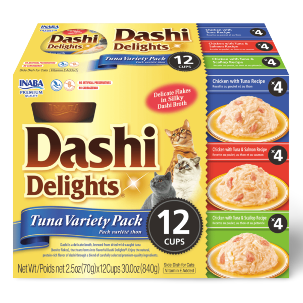 Inaba Dashi Delights Tuna Variety Pack Cat Treats – 12 x 70g