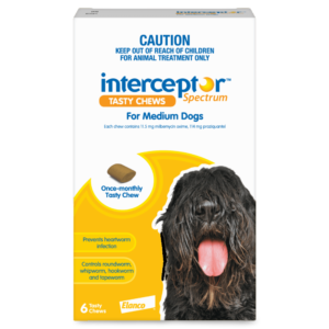 Interceptor Spectrum Worming Chews Medium Dogs Yellow - 6 Pack