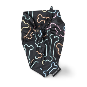 La Doggie Vita Bandana Neon Bone Black - Medium/Large