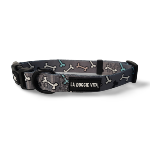 La Doggie Vita Dog Collar in Grey - Large