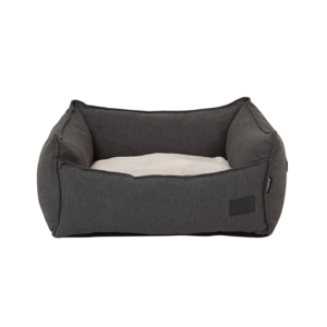 La Doggie Vita Luxe Linen Look High Side Bed with Removable Cover in Stone Black - Large