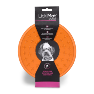 Lickimat Splash Slow Feeder Dog Suction Feeding Mat Orange - 5 x 19cm
