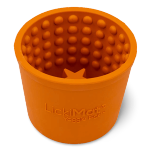 Lickimat Yoggie Slow Feeder Dog Pot Orange - 9.5cm
