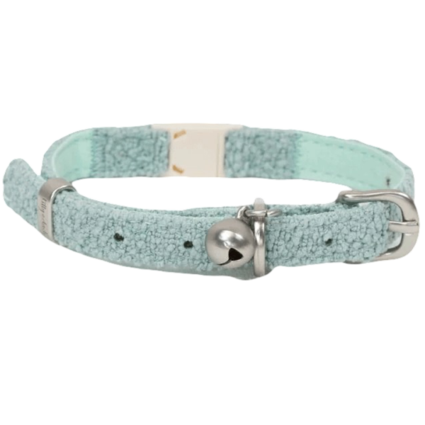 Lilly And Dash Boucle Bell Cat Collar in Sage – One Size