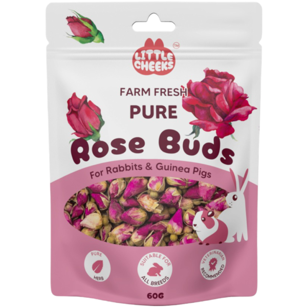 Little Cheeks Farm Fresh Pure Rose Buds Forage for Small Pets – 60g
