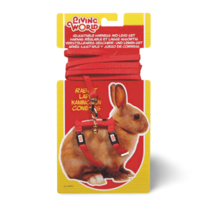 Living World Rabbit Harness & Lead Set in Red - One Size