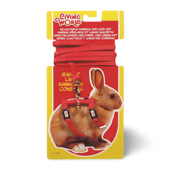 Living World Rabbit Harness & Lead Set in Red – One Size