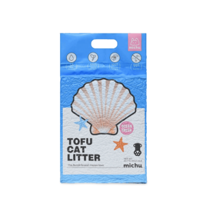 Michu Natural Clumping Tofu Cat Litter Ocean Fresh - 3 x 2.5kg