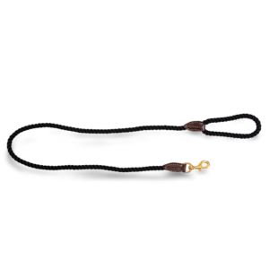 Mog And Bone Leather Brass & Rope Dog Lead in Navy - 1.8m