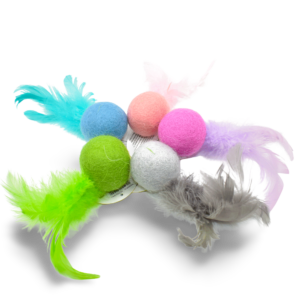 Multipet Felt Ball With Feather Cat Toy - One Size