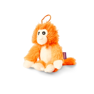 Multipet Mini Bark Buddies Plush Orange Monkey Dog Toy - One Size