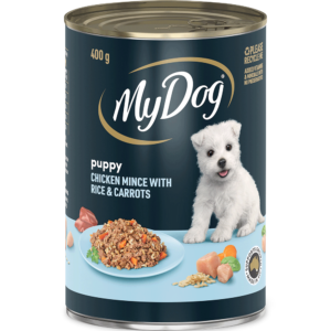 My Dog Mince Chicken Rice Carrots Puppy Wet Dog Food Cans - 24 x 400g