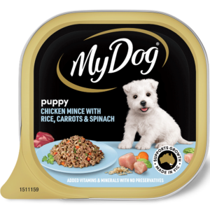 My Dog Mince Chicken Rice Carrots Spinach Puppy Wet Dog Food Trays - 12 x 100g
