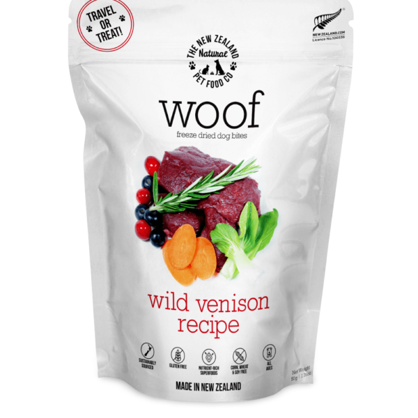The New Zealand Natural Woof Venison Freeze Dried Dog Treat – 50g