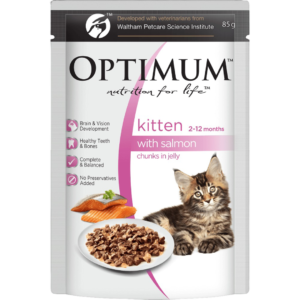 Optimum Salmon in Jelly Kitten Wet Cat Food Pouches - 15 x 85g