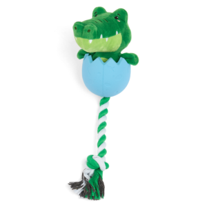 Paws For Life 2 In 1 Plush Crocodile And Rubber Egg Dog Tug Toy - One Size