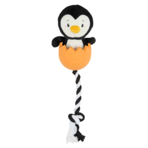 Paws For Life 2 In 1 Plush Penguin and Rubber Egg Dog Tug Toy - One Size