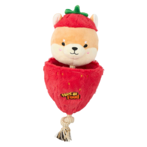 Paws For Life 2 In 1 Crinkle Strawberry Corgi And Rope Dog Tug Toy - One Size
