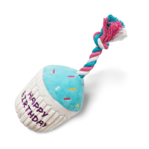 Paws For Life Birthday Blue Cupcake Plush Dog Toy with Rope - One Size