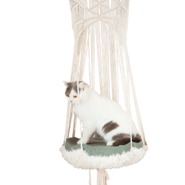 Paws For Life Macrame Woven Cat Hanging Hammock Nest Bed – One Size