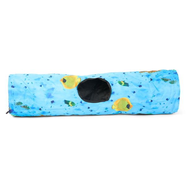 Paws For Life Aquarium Look Cat Tunnel With Hanging Fish – One Size