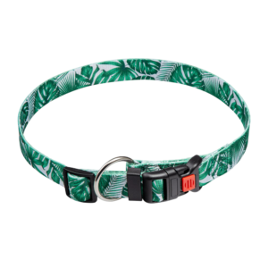 Paws For Life Green Palms Print Dog Collar with Snap Buckle - X Small