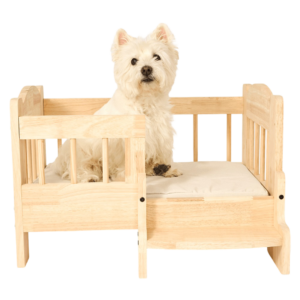 Paws For Life Elevated Wooden Pet Cot Bed With Stairs - One Size