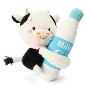 Paws For Life Hugmate Cow Hugging Milk Bottle Funny Squeaker Dog Toy - One Size
